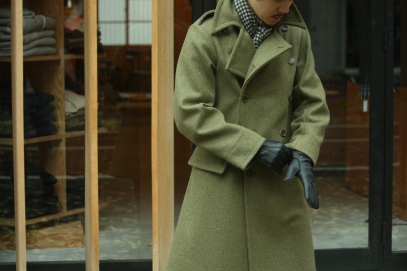 ANATOMICA CD LONG COAT NAVY SHETLAND M-