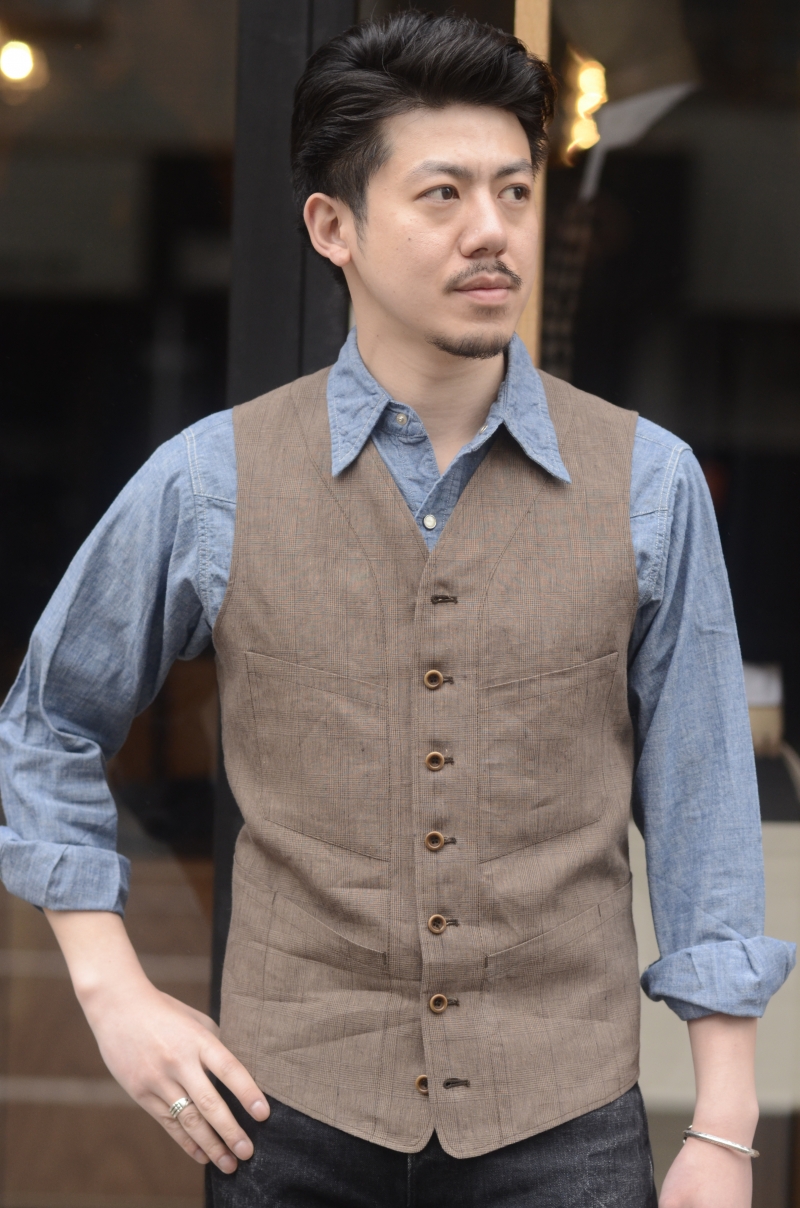 SAGAN VEST / Prince Of Wales Brown check | ANATOMICA SAPPORO 