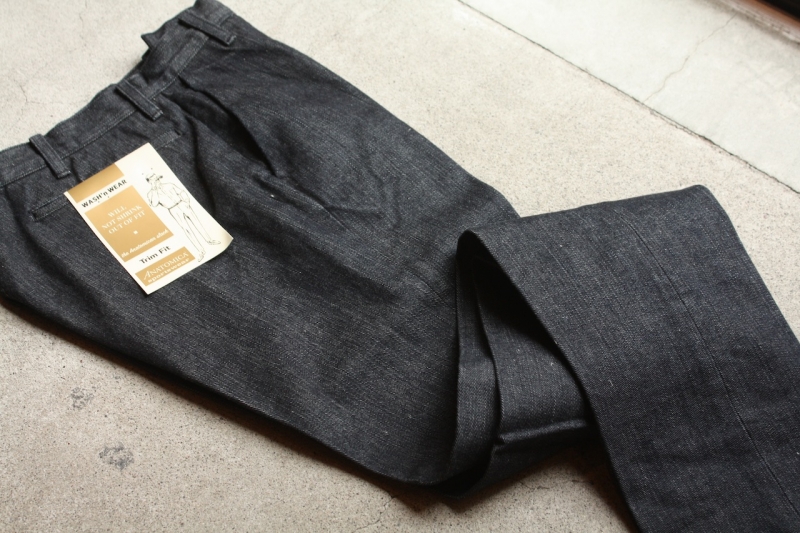 ANATOMICA 黒サテン別注トリムフィットパンツ size30 アナトミカ-