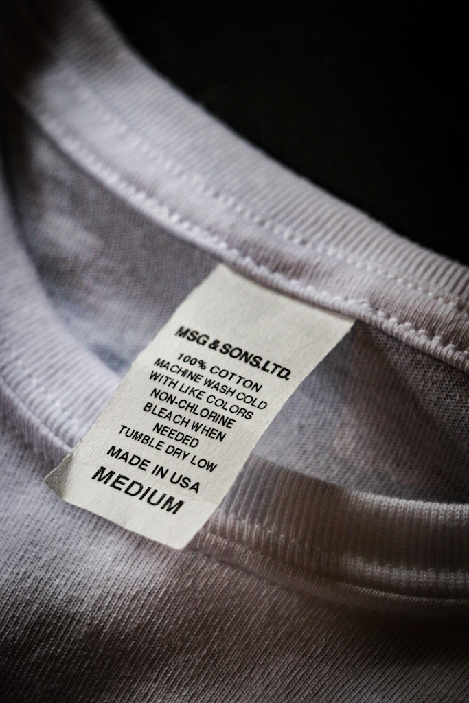 MSG&SONS “WHITE T-SHIRT” made in U.S.A | ANATOMICA SAPPORO